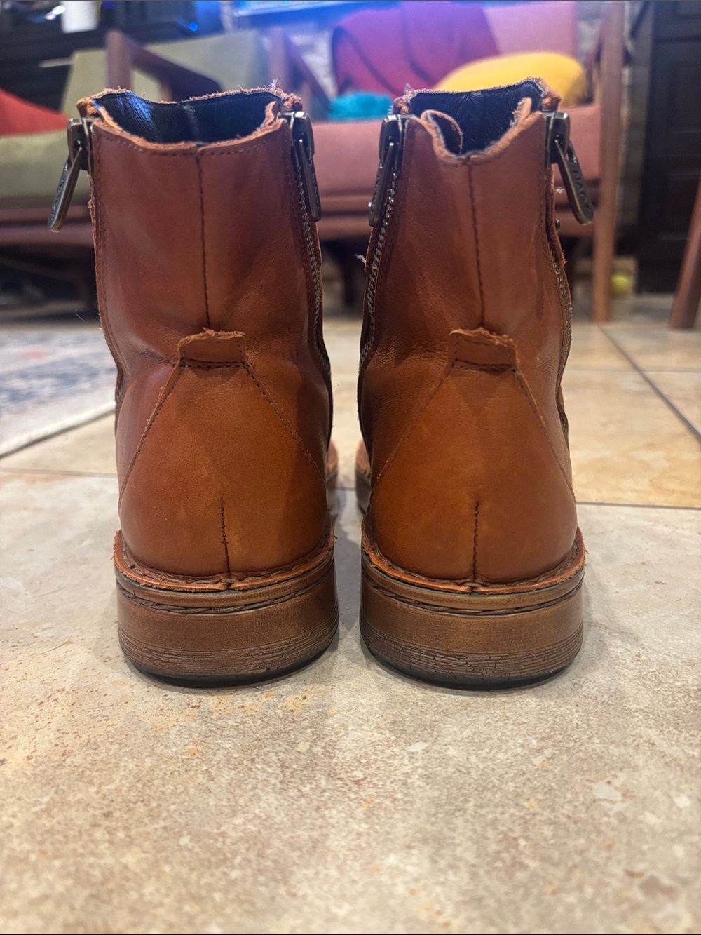 Naot Tan/Brown Leather Chukka Zip Boots size 37 chamel color - Picture 15 of 15